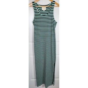 STS Sail to Sable Maxi Dress Size L Stripped Cotton Breathable Natural Vacation